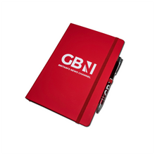 Load image into Gallery viewer, GB News Reporters&#39; A5 Notebook with Metal Ball-Point Pen (in Blue or Red)
